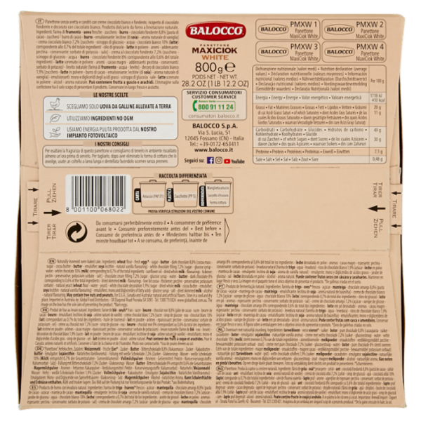 Balocco Panettone Maxiciok White 800 g