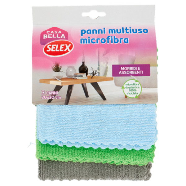 Selex Casa Bella Panni Multiuso Microfibra Cm 30X30 3 pezzi