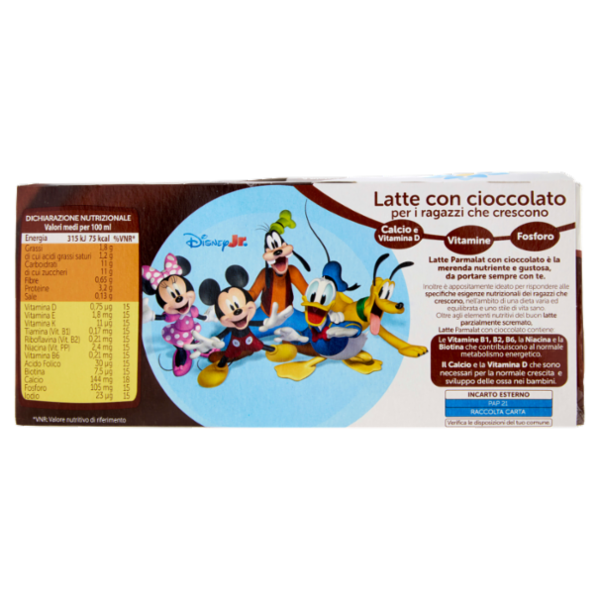 parmalat Latte con cioccolato per i ragazzi che crescono Disney Jr. 3 x 200 ml