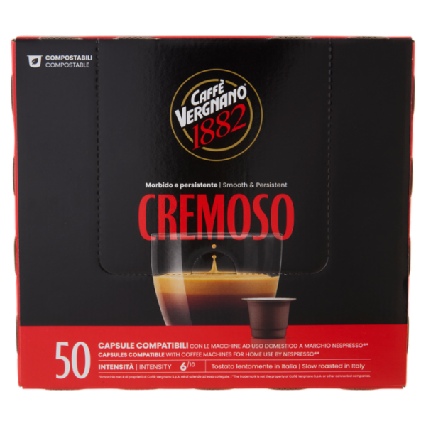 Caffè Vergnano 1882 Cremoso Capsule Compatibili Nespresso* 50 x 5 g