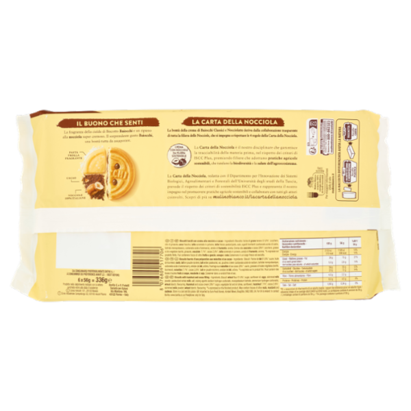 Mulino Bianco Baiocchi Biscotti Snack Farciti con Crema alla Nocciola e Cacao 336g