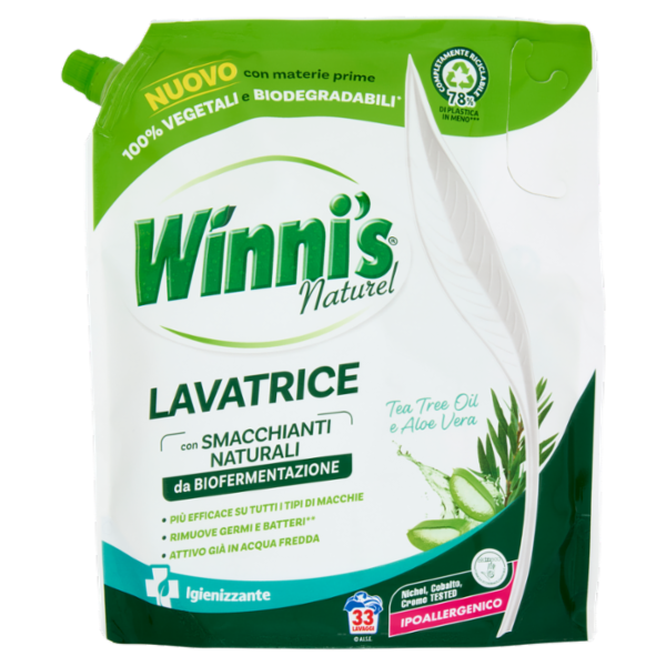 Winni's Naturel Lavatrice Igienizzante Tea Tree Oil e Aloe Vera pouch 33 Lavaggi 1,485 l