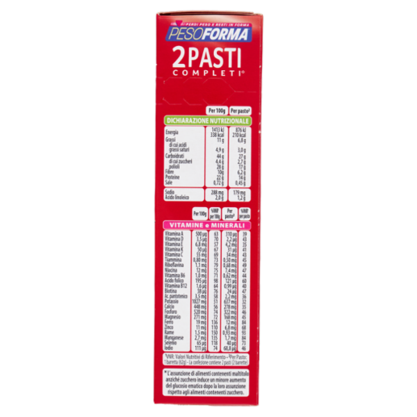 Pesoforma Barrette 2 Pasti Low Sugar Fondente Crunchy High Protein, basso impatto glicemico - 2x62g