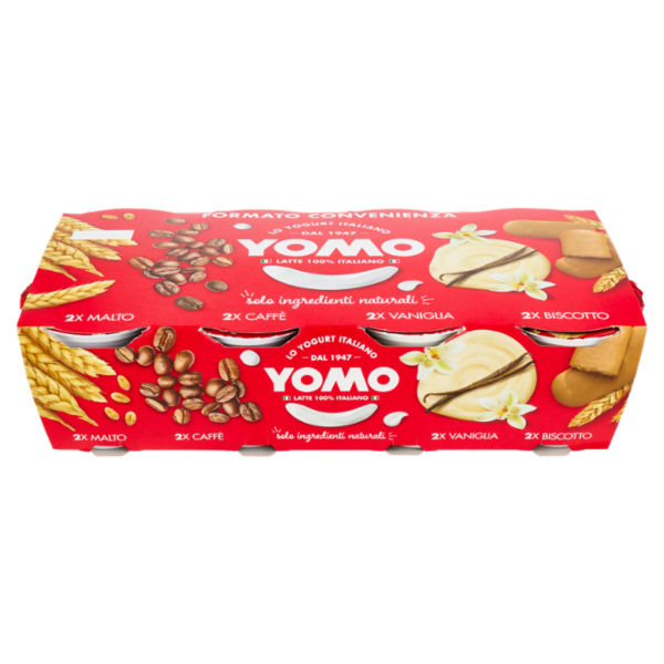 Yomo Yogurt Intero Malto, Caffè, Vaniglia, Biscotto 8 x 125 g