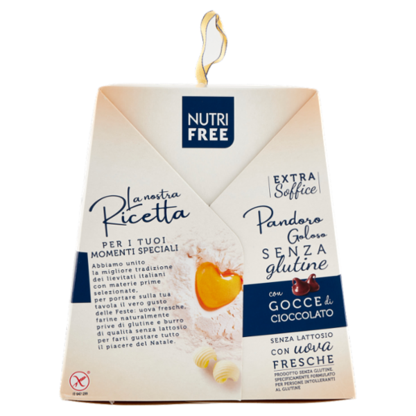 Nutrifree Pandoro Goloso Senza glutine con Gocce di Cioccolato Senza Lattosio 600 g