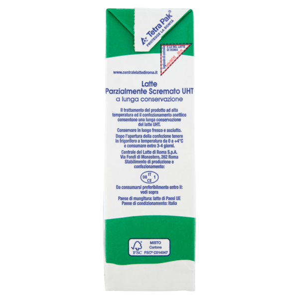 Centrale del Latte di Roma Latte UHT a Lunga Conservazione Parzialmente Scremato 500 ml