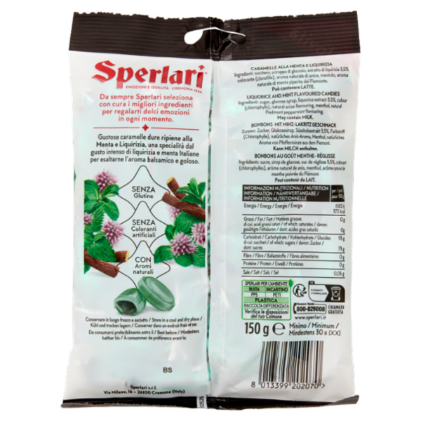 Sperlari Menta Liquirizia Caramelle Dure 150 g
