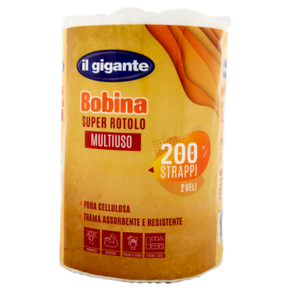 IL GIGANTE Bobina Super Rotolo Multiuso 200 Strappi 2 Veli