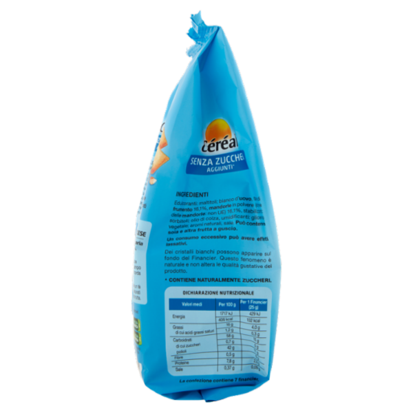 Céréal Senza Zuccheri Aggiunti* Financier alle Mandorle Senza Olio di Palma, 7 monoporzioni - 175g