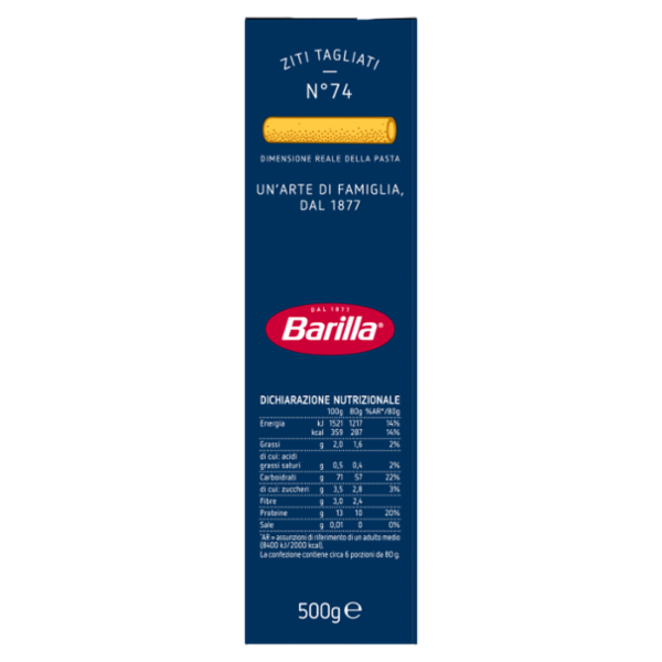 Barilla Pasta Ziti Tagliati n.74 500g