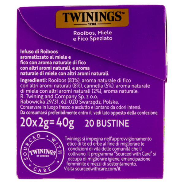 Twinings Infusi aromatizzati Sensations Rooibos, Miele e Fico Speziato 20 x 2 g