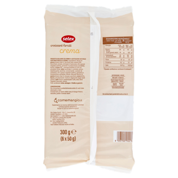 Selex Croissant con Crema Pasticcera 6x50 g