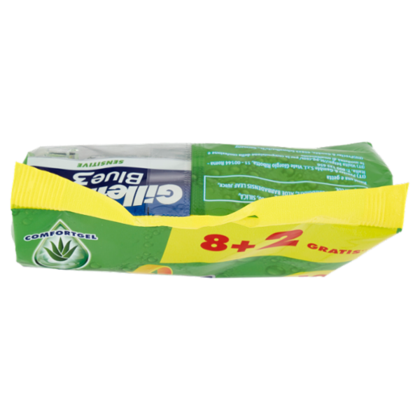 Gillette Rasoio Uomo Blue3 Sensitive Usa e Getta a 3 Lame, Confezione da 8 rasoi+2 Gratis = 10 Rasoi