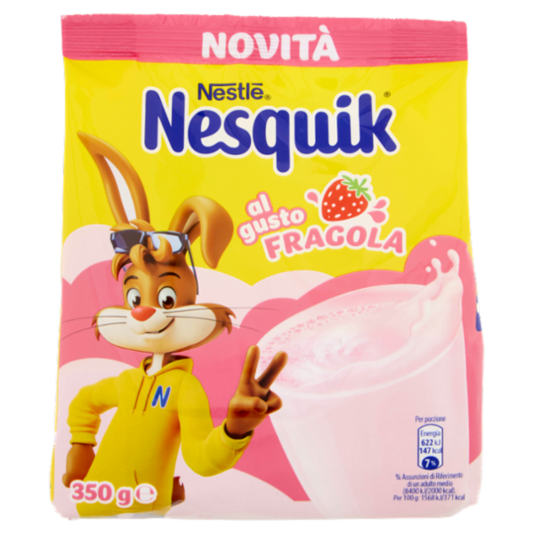 NESQUIK Fragola Preparato per Bevanda Solubile gusto Fragola Sacchetto 350g