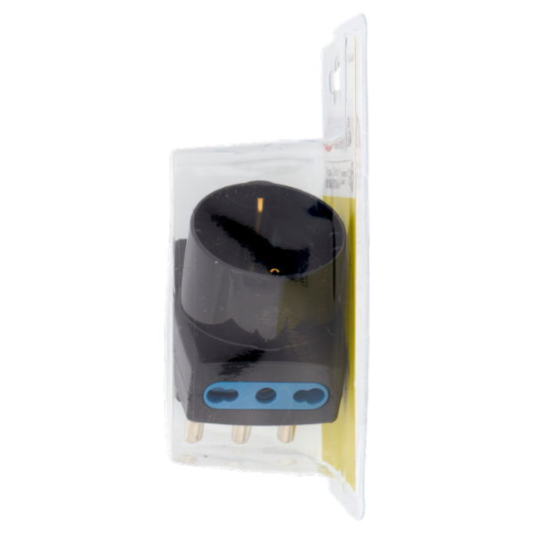 Selex Adattatore Pluristandard Spina 16A + 2 Prese 10/16A(Ita) + 1 Presa 10-16A(Ted) Nero