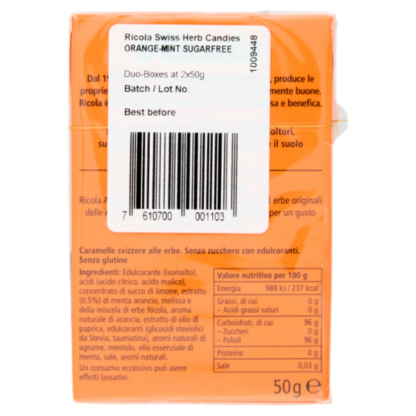 Ricola Arancia Menta Senza Zucchero 2 x 50 g