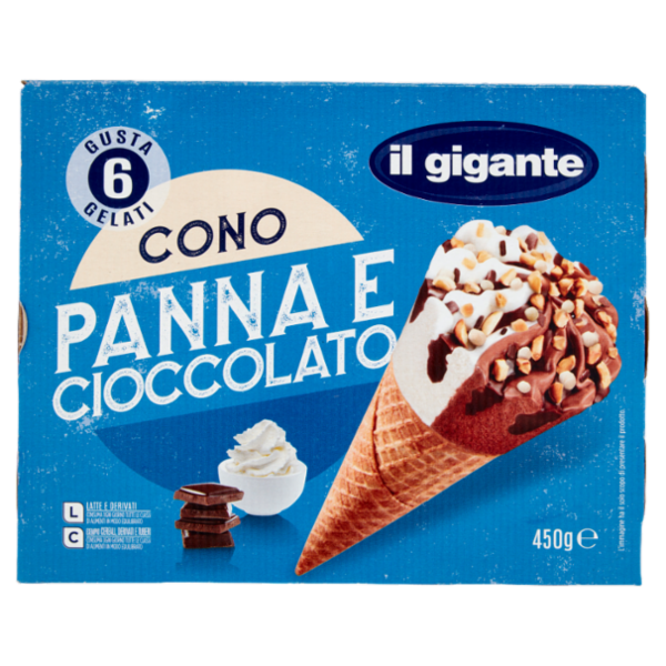 IL GIGANTE Cono Panna e Cioccolato 6 x 75 g