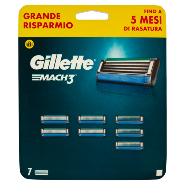 Gillette Lamette di Ricambio per Rasoio da Uomo Mach3, 7 Ricariche