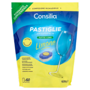 Consilia Detersivo Per Lavastoviglie Pastiglie Tutto In 1 Al Limone 60 Pezzi