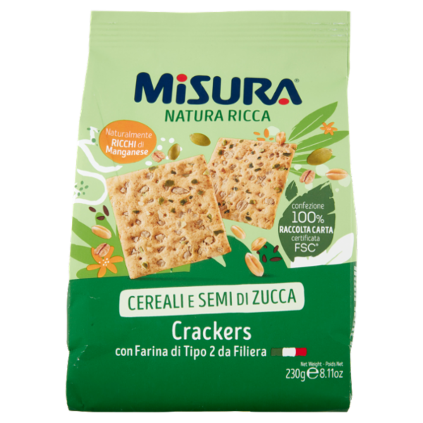Misura Natura Ricca Cereali e Semi di Zucca Crackers 230 g