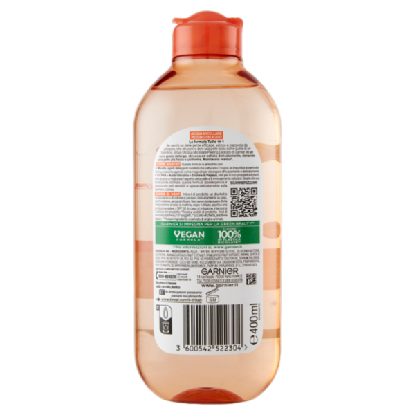 Garnier SkinActive Acqua Micellare Peeling Delicato 1% PHA + Acido Glicolico, 400 ml