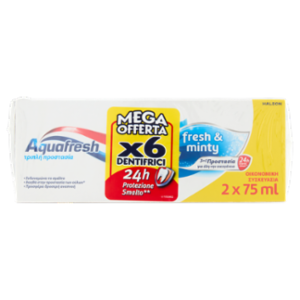 Aquafresh Tripla Protezione Dentifricio Igiene Dentale Multi Pacco Menta 3 x 2 x 75 Ml