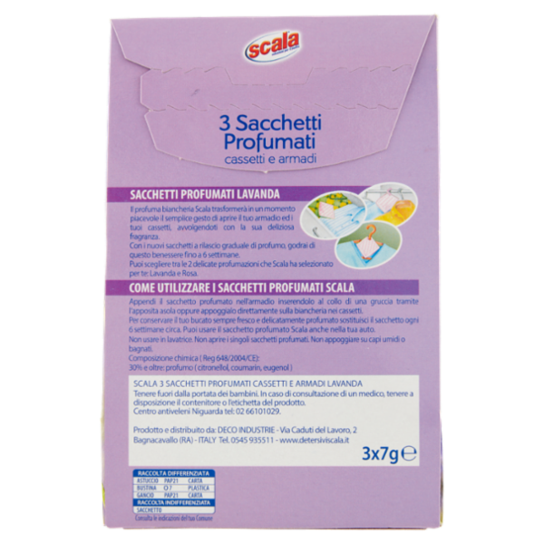 scala Sacchetti Profumati cassetti e armadi lavanda 3 x 7 g