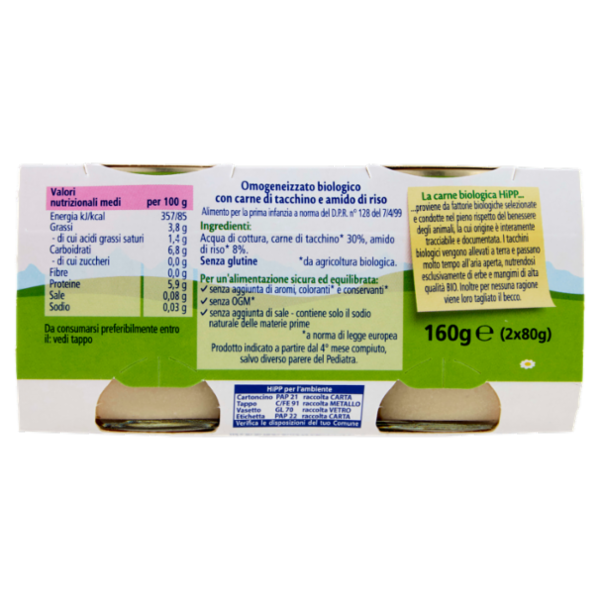 HiPP Biologico Tacchino 2 x 80 g