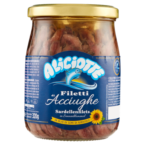 L'Isola d'Oro Aliciotte Filetti di Acciughe in Olio di Semi di Girasole 580 g