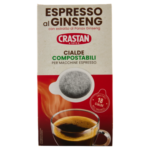 Crastan Espresso al Ginseng Cialde Compostabili per Macchine Espresso 18 x 7 g