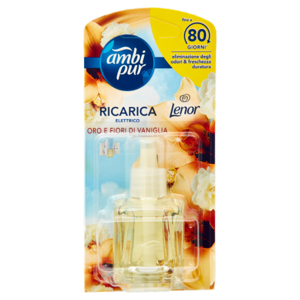 Ambi Pur Profumatore per Ambienti Elettrico, Deodorante, Oro e Fiori di Vaniglia, Ricarica 20ml