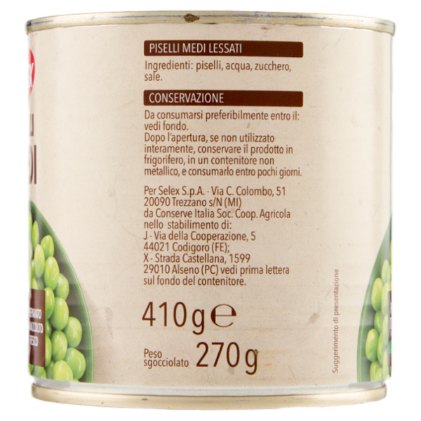 Selex Piselli Medi Lessati 410 g
