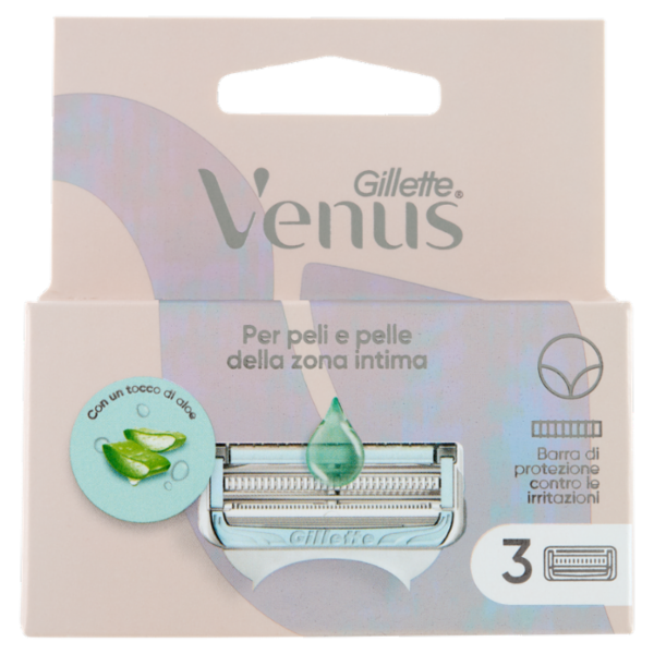 Gillette Venus per peli e pelle della zona intima Lamette di ricambio per Rasoi da Donna 3 Ricariche