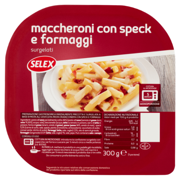 Selex Maccheroni con Speck e Formaggi Surgelati 300 g
