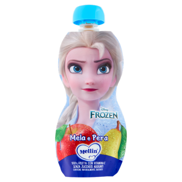 MELLIN Disney Frozen Elsa Merenda di Frutta 100% con VitC, Mela e Pera, dal 9° mese, 110g