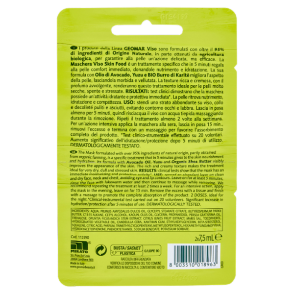 Geomar Maschera Viso 5 minuti Skin Food 2 x 7,5 mL