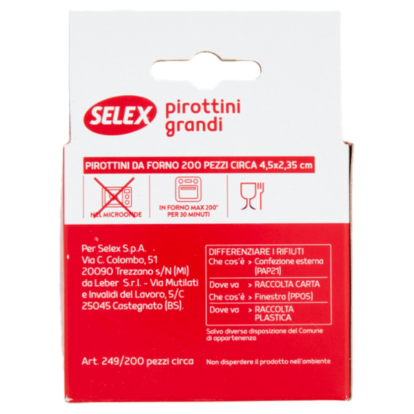 Selex Patisserie Pirottini Grandi 200 pezzi