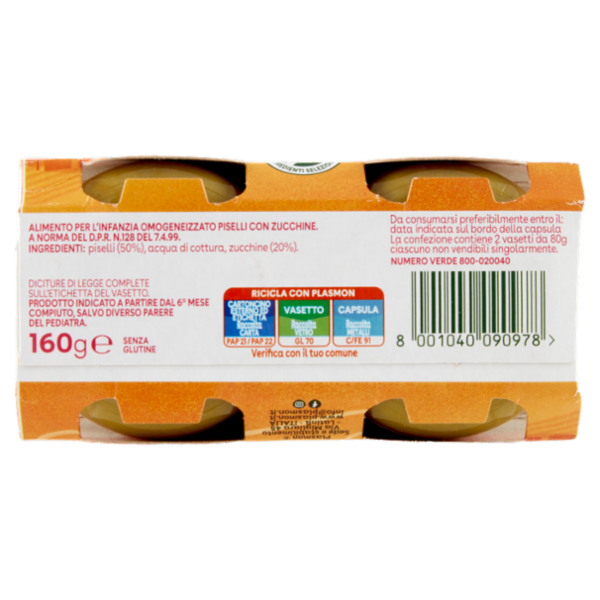 Plasmon Omogeneizzato Piselli e Zucchine 2 x 80 g