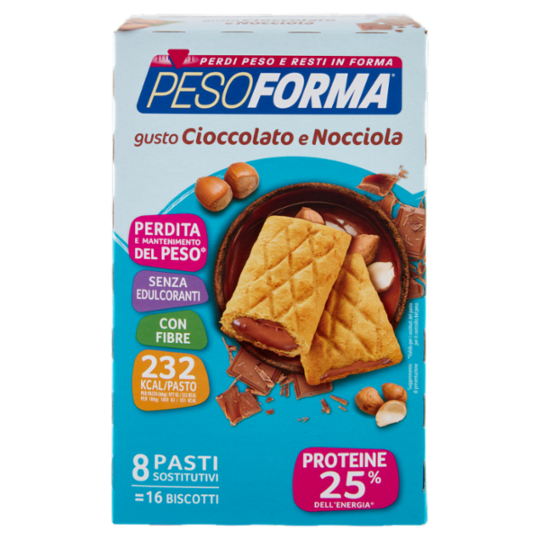 Pesoforma Biscotti gusto Cioccolato e Nocciola, sostitutivo del pasto, 16 biscotti da 33 g