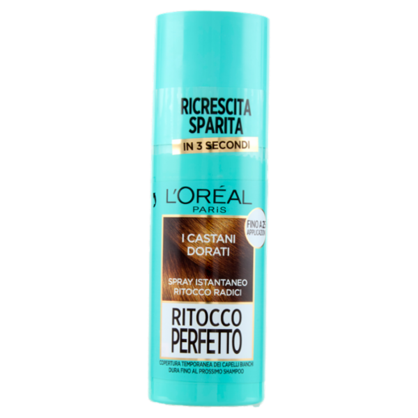 L'Oréal Paris Ritocco Perfetto Spray Istantaneo Ritocco Radici, i Castani Dorati, 75 ml