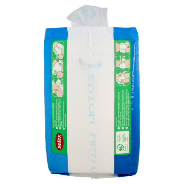 Selex Pannoloni Unisex con Elastici e Barriere Laterali Taglia Medium 15 pezzi