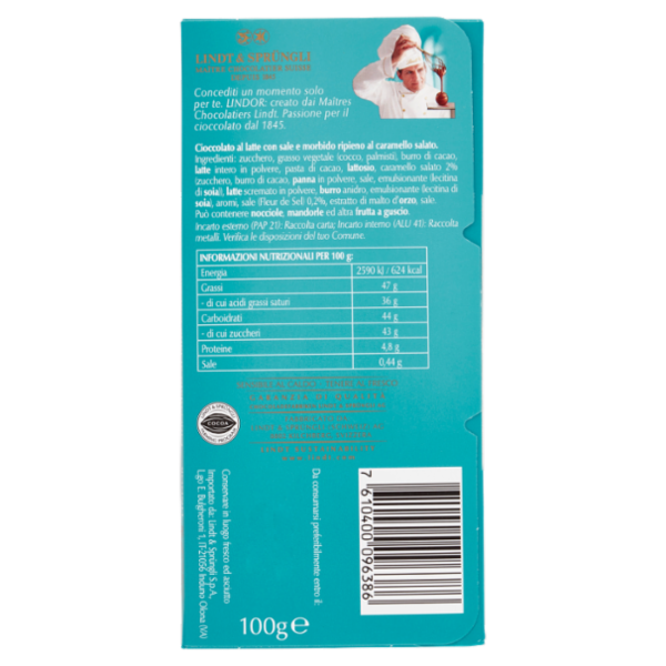 Lindt Lindor Tavoletta Cioccolato al latte Caramello 100 g
