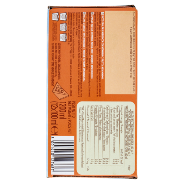 Valfrutta i Triangolini Albicocca Italiana succo e polpa Brik 12 x 100 ml