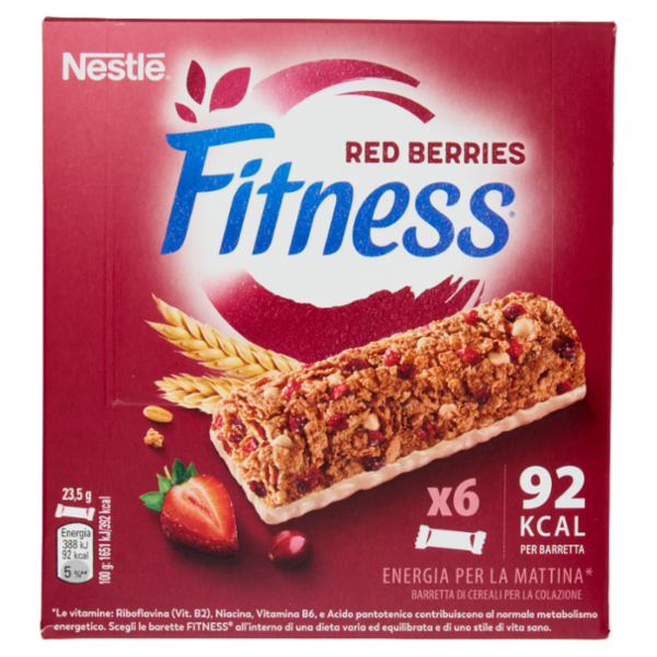 FITNESS Red Berries Barrette Cereali Integrali con Frutti Rossi 6 pezzi da 23,5g