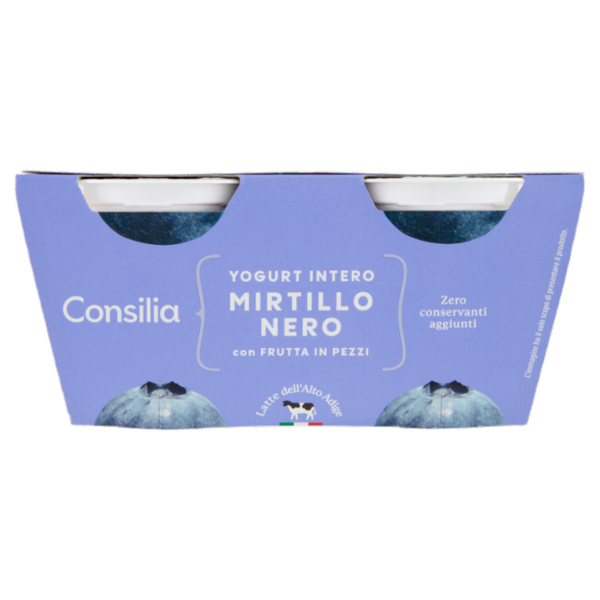 Consilia Yogurt Intero Mirtillo Nero con Frutta in Pezzi 2x125 g