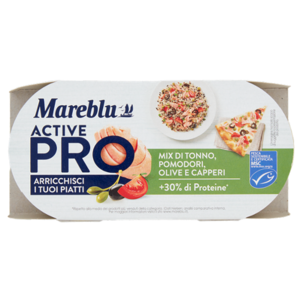 Mareblu Active Pro Mix di Tonno, Pomodori, Olive e Capperi 2 x 130 g