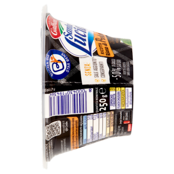 Galbani Santa Lucia Ricotta Ricca di Proteine Senza Lattosio 250 g