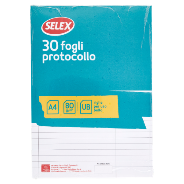 Selex Fogli Protocollo Formato A4 30 Fogli 80 g Riga Uso Bollo