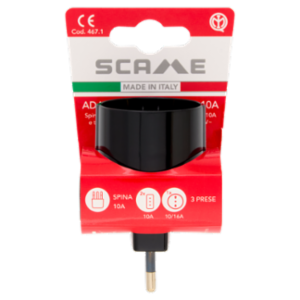 Scame Adattatore Multiplo 10A Spina e 2 Prese 10A, 1 Presa 10-16A, 2P+T 250V