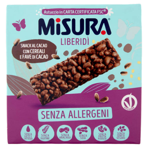 Misura Liberidì Snack al Cacao con Cereali e Fave di Cacao 3 x 21 g